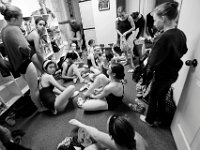 C and D class students prepare for class inside the dressing room at the New Bedford Ballet studio on Purchast Street in the north end of New Bedford.   [ PETER PEREIRA/THE STANDARD-TIMES/SCMG ]